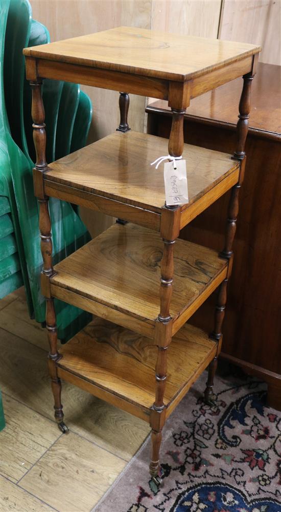 A Regency rosewood four tier whatnot W.31cm